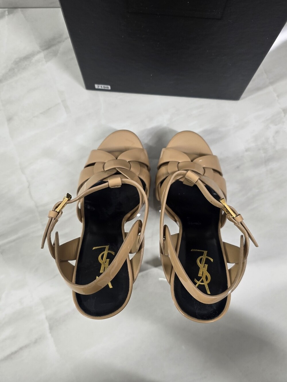 Yves Saint Laurent Nude Patent Leather Platform Sandals - Picture 9 of 15